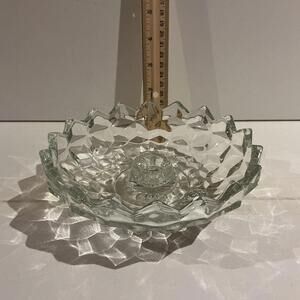 Vintage Indiana Glass Pressed Glass Taper Candle Bowl Centerpiece 8"